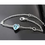  Armband mit Herzanhänger, Aquamarin, verziert mit Swarovski-Kristallen