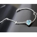  Armband mit Herzanhänger, Aquamarin, verziert mit Swarovski-Kristallen