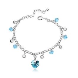    Elegantes Steinarmband, Aquamarin, verziert mit Swarovski-Kristallen