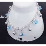  Elegantes Steinarmband, Aquamarin, verziert mit Swarovski-Kristallen