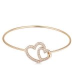 Doppelherz-Armband, funkelndes Gold