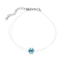    Antiallergenes transparentes Armband, Aquamarin, verziert mit Swarovski-Kristallen