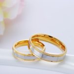  Damen-Ehering, Edelstahl, Gold, Größe 8