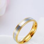  Damen-Ehering, Edelstahl, Gold, Größe 7