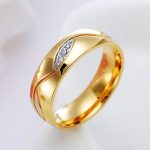 Damen-Ehering mit geometrischem Muster, Edelstahl, Gold, Größe 13