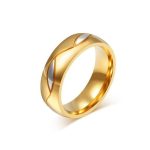 Herren-Ehering mit geometrischem Muster, Edelstahl, Gold, Größe 12