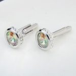 Manschettenknöpfe mit Swarovski-Kristall, rund, LUMG-Kristall