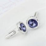 Manschettenknöpfe mit Swarovski-Kristall, rund, Tansanit