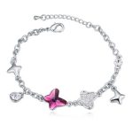  Schmetterlingsarmband, Amethyst, verziert mit Swarovski-Kristallen