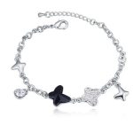  Schmetterlingsarmband, Jet, verziert mit Swarovski-Kristallen