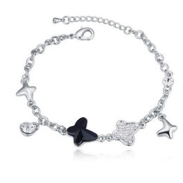    Schmetterlingsarmband, Jet, verziert mit Swarovski-Kristallen