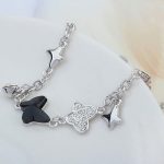  Schmetterlingsarmband, Jet, verziert mit Swarovski-Kristallen