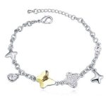  Schmetterlingsarmband, gelblich-weiß, verziert mit Swarovski-Kristallen