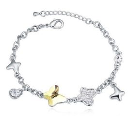    Schmetterlingsarmband, gelblich-weiß, verziert mit Swarovski-Kristallen