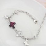  Schmetterlingsarmband, Amethyst, verziert mit Swarovski-Kristallen