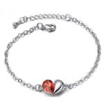  Herzarmband, Padparadscha, verziert mit Swarovski-Kristallen