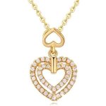 Doppelte herzförmige Halskette, funkelndes Gold