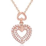  Doppelte herzförmige Halskette, Roségold, Roségold