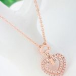  Doppelte herzförmige Halskette, Roségold, Roségold