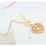 Doppelte herzförmige Halskette, funkelndes Gold