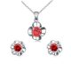  Blumenförmiges Schmuckset, Rot