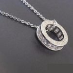  Halskette mit Creolenanhänger, Rhodium