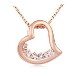  Halskette mit Herzanhänger, Roségold, Roségold