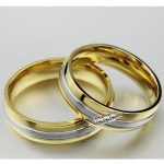  Damen-Ehering, Edelstahl, Gold, Größe 8