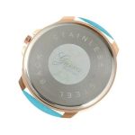  Damenarmbanduhr mit Jeansmuster, Kunstlederarmband, gelbe Farbe