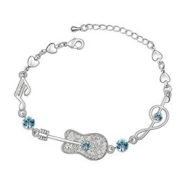   Armband, verziert mit Swarovski-Kristallen, Gitarrenmuster, Aquamarin