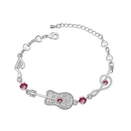   Armband, verziert mit Swarovski-Kristallen, Gitarrenmuster, rosa