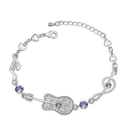   Armband, verziert mit Swarovski-Kristallen, Gitarrenmuster, lila