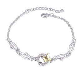   Schmetterlingsarmband, gelblich-weiß, verziert mit Swarovski-Kristallen