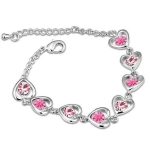  Armband mit Herzmuster, rosa, verziert mit Swarovski-Kristallen