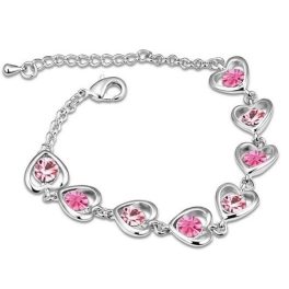    Armband mit Herzmuster, rosa, verziert mit Swarovski-Kristallen