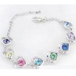  Armband mit Herzmuster, mehrfarbig, verziert mit Swarovski-Kristallen