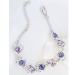  Armband mit Herzmuster, Tansanit, verziert mit Swarovski-Kristallen