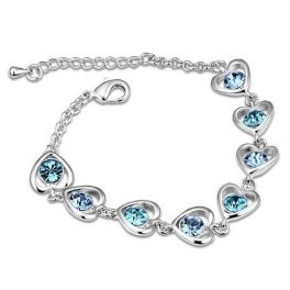    Armband mit Herzmuster, Aquamarin, verziert mit Swarovski-Kristallen