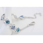  Armband mit Herzmuster, Aquamarin, verziert mit Swarovski-Kristallen