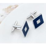 Manschettenknöpfe mit Zirkonkristall, blau