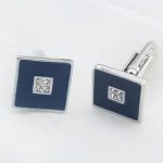 Manschettenknöpfe mit Zirkonkristall, blau