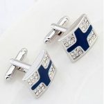 Manschettenknöpfe mit Kreuzmotiv, blau