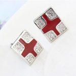 Manschettenknöpfe mit Kreuzmotiv, Burgunderrot