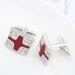 Manschettenknöpfe mit Kreuzmotiv, Burgunderrot