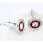 Manschettenknöpfe mit Swarovski-Kristall, Burgunderrot