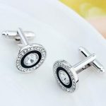 Manschettenknöpfe mit Swarovski-Kristall, schwarz