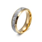 Damen-Ehering, mit geometrischem Muster, Edelstahl, Silber, Größe 7