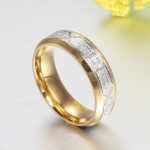 Damen-Ehering, mit geometrischem Muster, Edelstahl, Silber, Größe 6