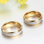 Herren-Ehering, mit geometrischem Muster, Edelstahl, Silber, Größe 9