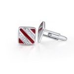 Manschettenknöpfe, gestreift, weinrot